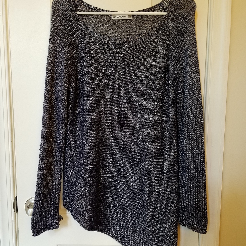 Shimmery Silver-Blue Knit Sweater